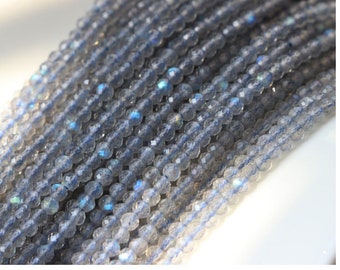 2-3mm Natural Blue Fire Labradorite Faceted Rondelle Beads full strand  GB672