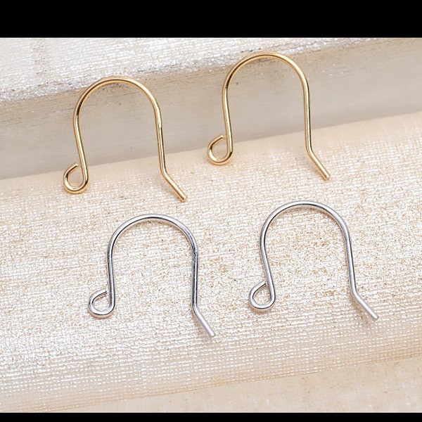 Solid 18k Gold Ear Wires with Hook/ French Wire/ Yellow Gold/ White Gold/Pair of Ear Wires GB809
