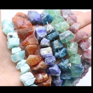 Raw Rough Natural Crystal Quartz Nugget Beads, Rough Organic Quartz Energy Stones, Chunky Tumbled Gemstone Nugget Beads,  Wholesale  GB444