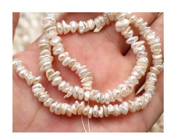6-7mm White Reborn Pearls,High luster Keshi Freshwater Pearls,Center Drilled Keishi Pearl Beads, Cornflake Petal Pearl,Jewelry Making PB774