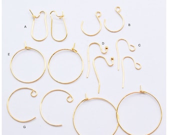 Real Gold Plated Ball Ear Wire - French Hooks - Bulk Qty Available - Jewelry Supplies - 7 styles SB647