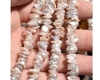 5-9mm Pearl Strand Cornflake Pearl,Center Drilled Keshi Pearls,Natural White Freshwater Pearl Loose Beads For Necklace Jewelry Making PB482