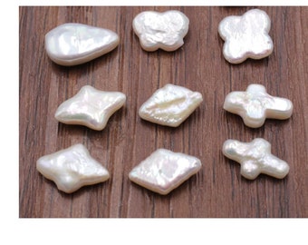 Rare Natural White Star Shape Pearl Beads,Drilled Lustrous Natural Color Drop Freshwater Pearls,Diamond/Flower Pearl, Designer Pearls PB1018