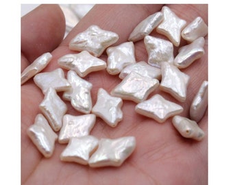 15X10mm Real freshwater pearl, loose pearl beads for jewelry making, through drilled star baroque pearl beads cross jewelry making PB337