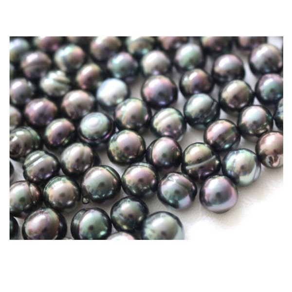 8-11mm Mer du Sud Perle de Tahitienne Sombre et Peacock Color Circle' Perle de perle de bonne qualité Nearl Rond Tahitian Authentique Perle Undrilled PB919