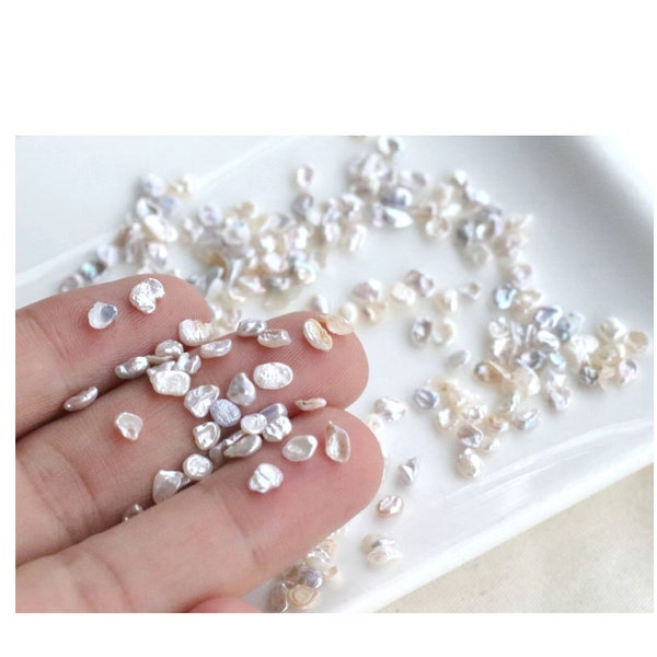 3-4mm Small Irregular Baroque Pearl 3D Nail Art Decoration Undrilled Keshi Pearl Jewerly Craft Making Supplies 10pcs PB097