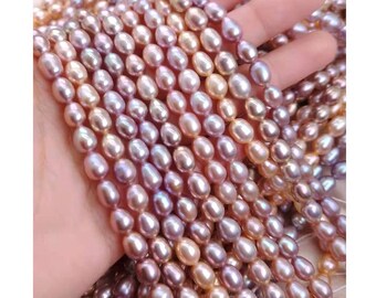 5-9mm  White Oval Freshwater Pearls,White Rice Pearl,Full Strand,Freshwater Pearl Rice Beads Good Quality PB933