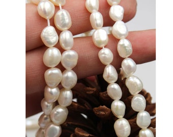 7-9mm Ivory White Baroque Oval Loose Freshwater Pearls for Jewellery Making,Beads,Gemstone Beads,Natural Gemstone PB775