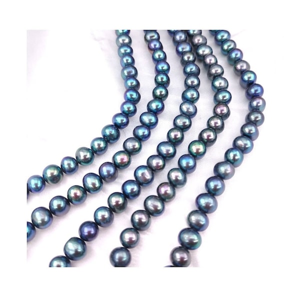 8-9mm Black pearl necklace, peacock pearl strand, genuine freshwater pearl, Great Quality, PB1215