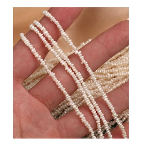 Bulk 1.8-2mm Natural White Tiny Seed Freshwater Pearl Beads, Genuine Freshwater Pearls, Cultured White Small Seed Pearls,Thin Pearls PB205