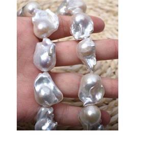 12-16x 18-28m AA + Bianco sciolto grandi perle barocche per pendenti, enormi perle flameball d&#39;acqua dolce, per orecchini / collana 1 perla PB509