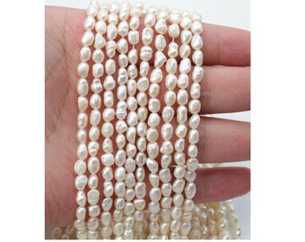 4-6mm Ivory White Baroque Oval Loose Freshwater Pearls Beads, for Jewellery Making,Gemstone Beads,Natural Gemstone GB811