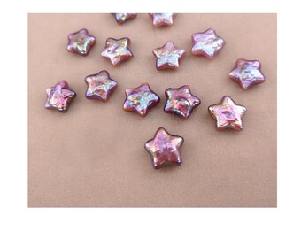 11-12mm Rare Natural Pink/Mauve Pink Star Shape Pearl Beads, Undrilled/Half Drilled/Drilled Thru Natural Color Freshwater Pearls PB1574