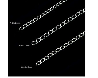 1 stopa łańcuszka kablowego ze srebra próby 925, 3,9 x 2,3 mm, 4,3 x 2,9 mm łańcuszek na stopy SB318