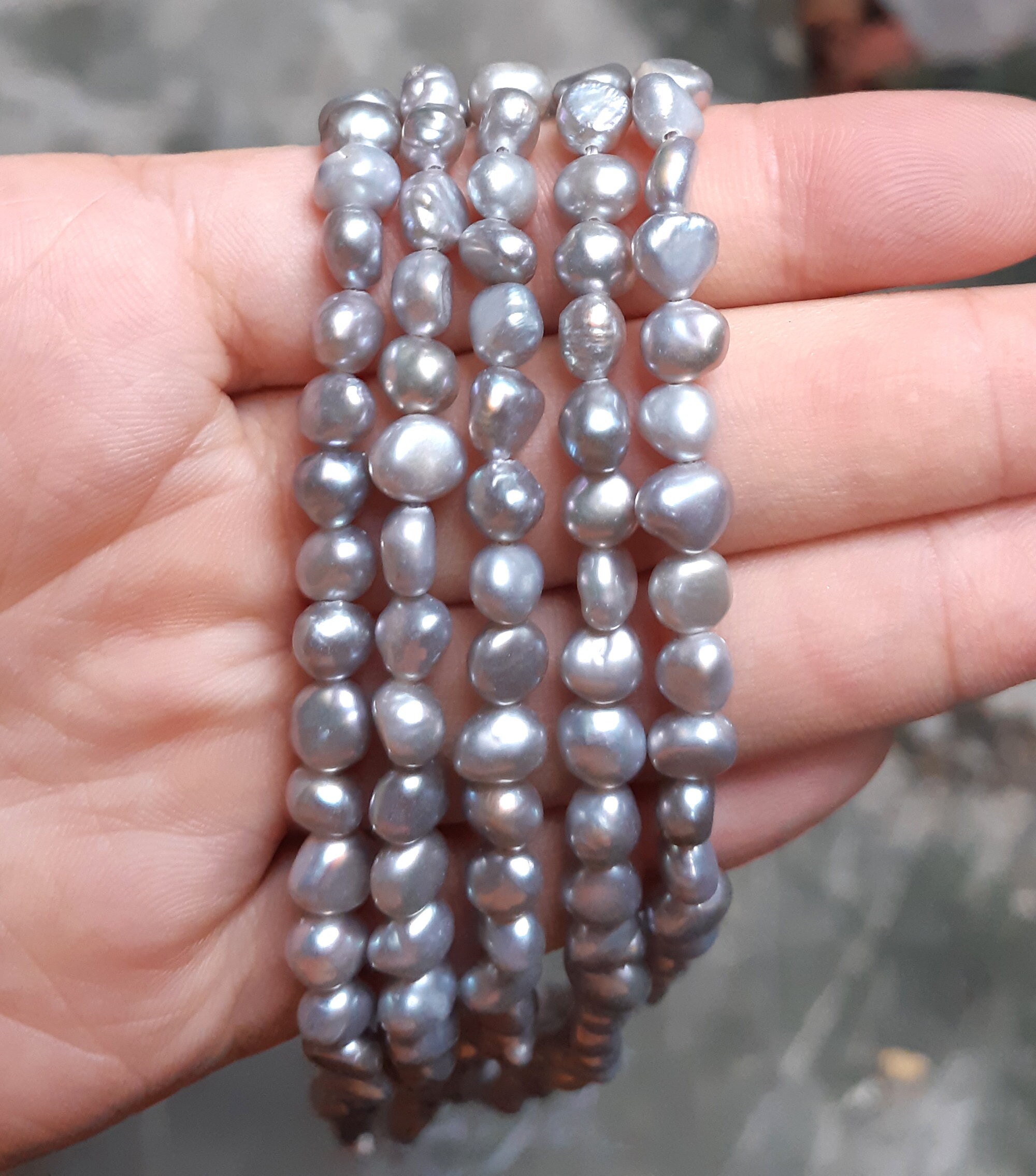 57mm gray baroque pearls loose freshwater pearls grey pearl Etsy