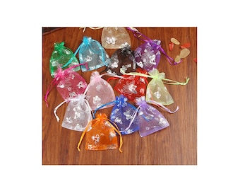 20 Organza bag, butterfly organza bag, party  favor bags, jewelry bags, mesh bags, wedding favor bags, Many Inches