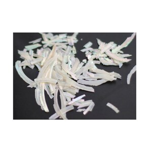 May include: A pile of iridescent white shell flakes, perfect for adding a touch of shimmer to crafts and nail art.