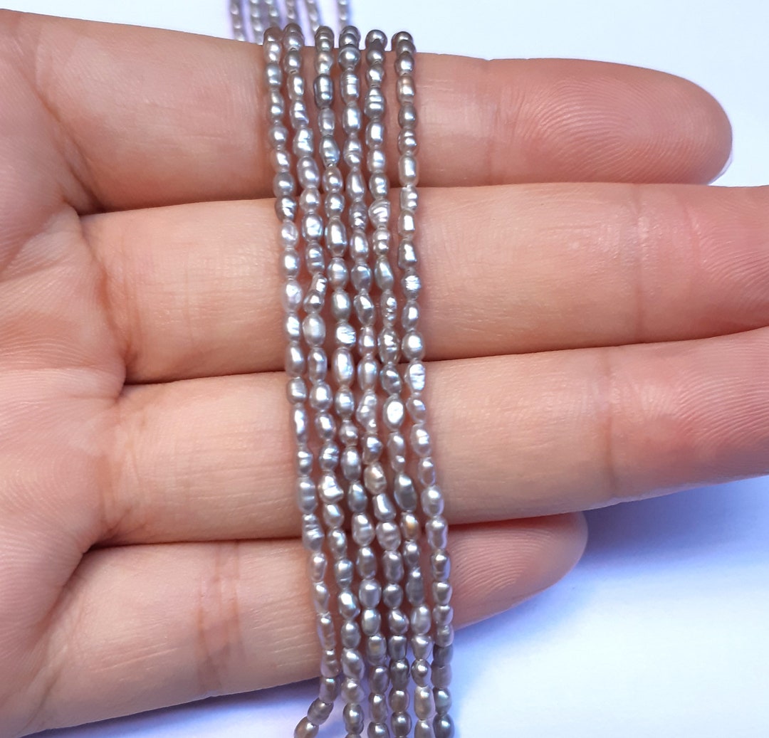 23mm Gray Pearls, Loose Seed Pearls, Freshwater Pearls, Grey Rice Pearls, Tiny Pearl Strand