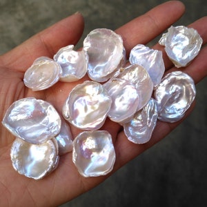 15-20mm Petal keshi pearl, undrilled cornflake pearls, white freshwater pearl, for jewelry design, PB1846