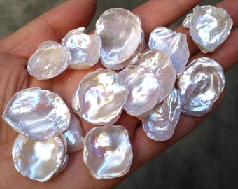 15-20mm Petal keshi pearl, undrilled cornflake pearls, white freshwater pearl, for jewelry design, PB1846