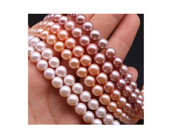 Perla redonda de 6/7/8mm, ¡buena calidad! Perlas redondas blancas de agua dulce, collar de perlas naturales, hebras de perlas sueltas, AAA, regalo para ella PB237