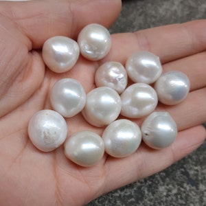 14 16mm Large Baroque Pearls Natural White Pearls Near Round Shape Pearl Beads for Jewelry Pearls Single Piece PB1088