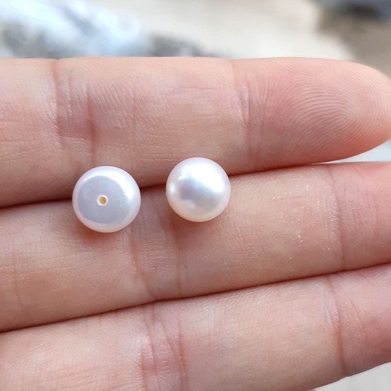 8-9mm Abalone Button Pearl, Matched Pearl Pairs, Bead Pearls