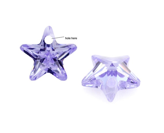 Lavender CZ, drilling star stone, Star CZ, sided drilled, cubic zirconia,  loose gemstone, with hole, CZ GB558 - Main Image