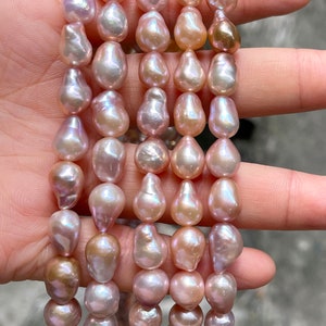 7-9 x 8-13 mm AA+ natuurlijke roze lavendel hoge glans Baby Edison barokke mauve zoetwaterparels kralen echte traan Edison-parel PB1741