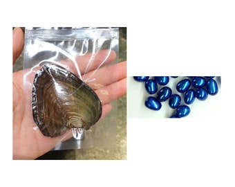 Oysters with 6-9mm Small Rice Drop Pearl Inside, Natural Pearl Oysters Hot Pink Color Pearl PB330