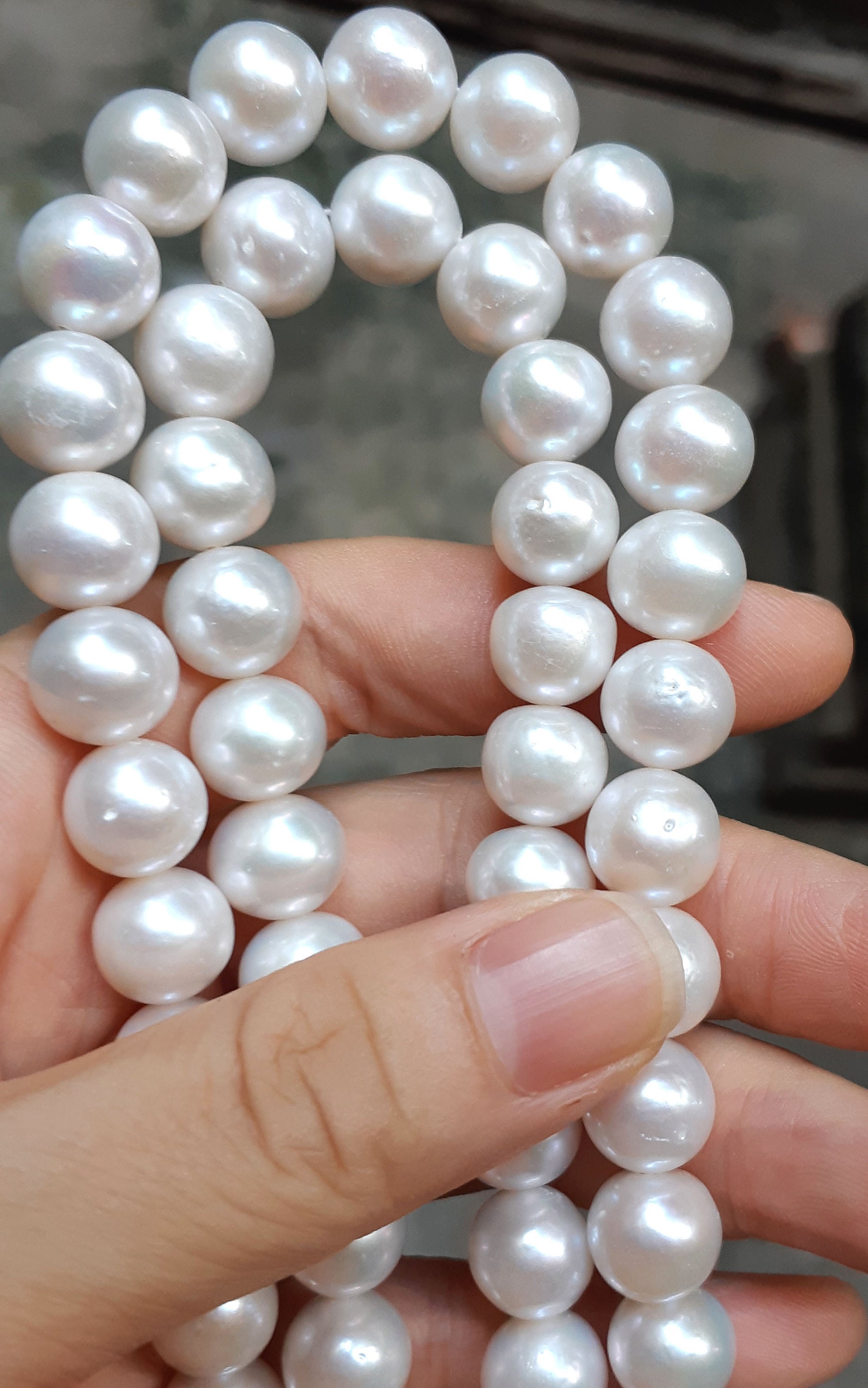 Natural 11-12mm Round Genuine Freshwater Pearl Beads For Jewelry Making 15" 