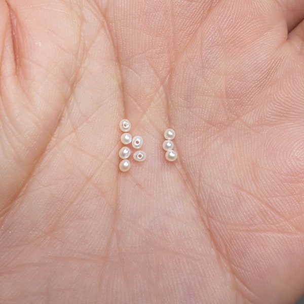 1-2mm Freshwater Pearl Near Round Pearls Drilled Tiny Genuine Pearls Jewelry Quality Tiny Pearls for Jewelry Making  PB1151