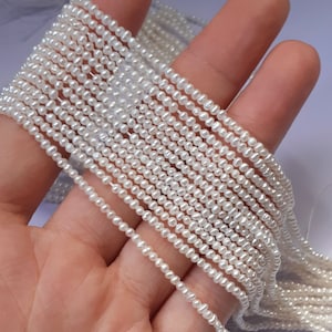 1.5-2mm High Quality Grade A Natural Freshwater Potato Pearl Beads - White Small Pearl- 15.7&quot; Strand  PB992