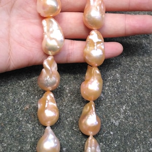 Super Large Pearl Beads, Peach Baroque Pearl , For Making Freshwater Pearl Necklace,  0.8mm hole, PB1901