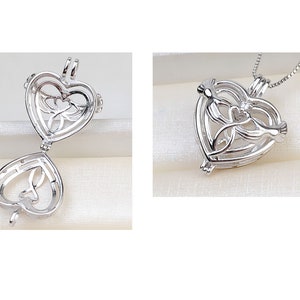 18x22x12mm Heart Cage Pendant,Pearl Locket Charm, Sterling Silver Pendant, SB1353