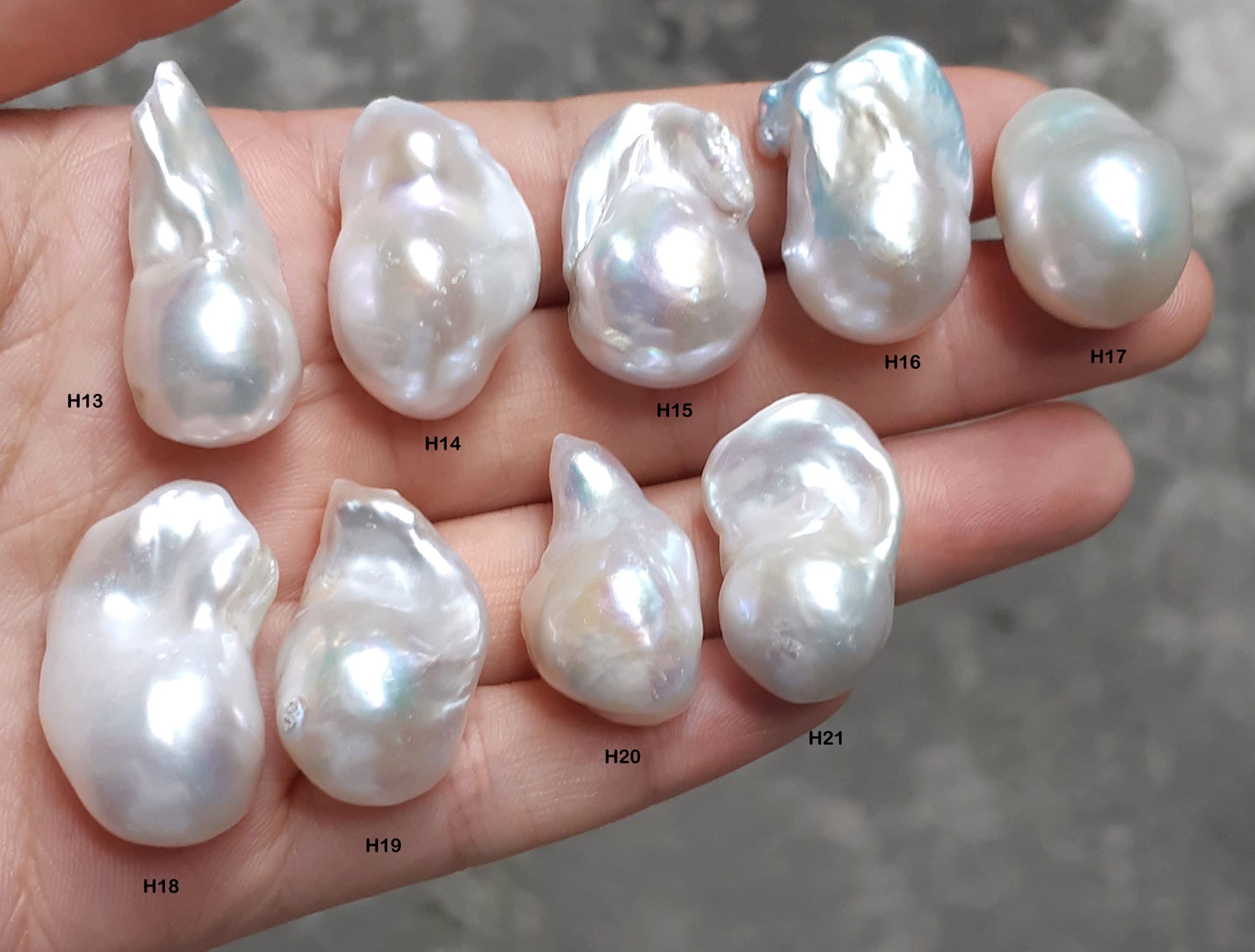 15-25mm White Large Baroque Pearl, Top Half Drilled, ,freshwater