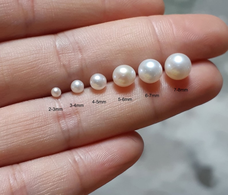 2-8mm High Luster Round Pearl Beads, Undrilled Pearl, Genuine Natural White Round Freshwater Loose Pearl No Hole, 1pcs PB896 image 2