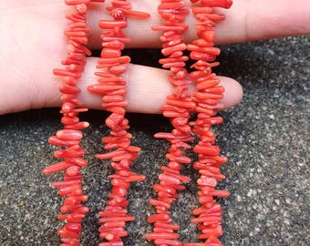 Coral Beads, Thin Stick Coral Beads,Bamboo Coral Beads, Red Coral Beads Strand GB2172