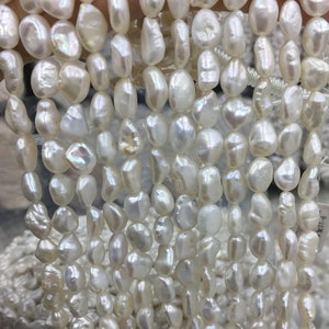 9-11mm Keshi pearl, white pearl strand, irregular pearl beads, DIY,  PB1205