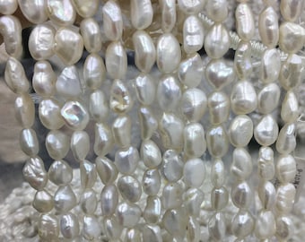 9-11mm Keshi pearl, white pearl strand, irregular pearl beads, DIY,  PB1205