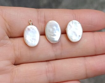 Fresh water pearl charms, baroque pearl charms, white pearl charm necklace pendant, Gold Plated  PB2262