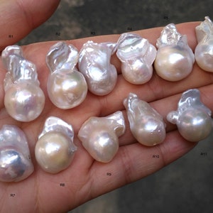 15-22mX20-30mm Ciondolo bianco grande barocco perla, completamente forato, acqua dolce enorme flameball perla, per ciondolo / orecchini, pelle imperfezione PB1381