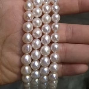 7-9mm AAA+ Natural White High Luster Tear Drop Baroque Freshwater Pearls Beads Genuine Freshwater Pearls PB1935