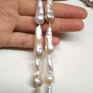 Rare 9-15X25-35mm Super Long Drop Natural Mixed Color Biwa Stick Pearl Freshwater Pearl Beads PB1433