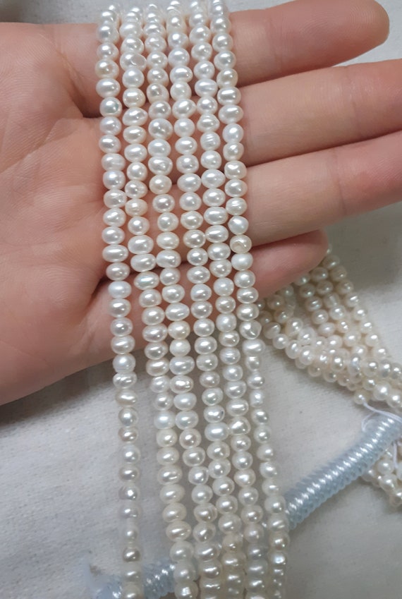 4-5mm White Small Pearls/ Freshwater Pearl Bead/ Baroque Shape