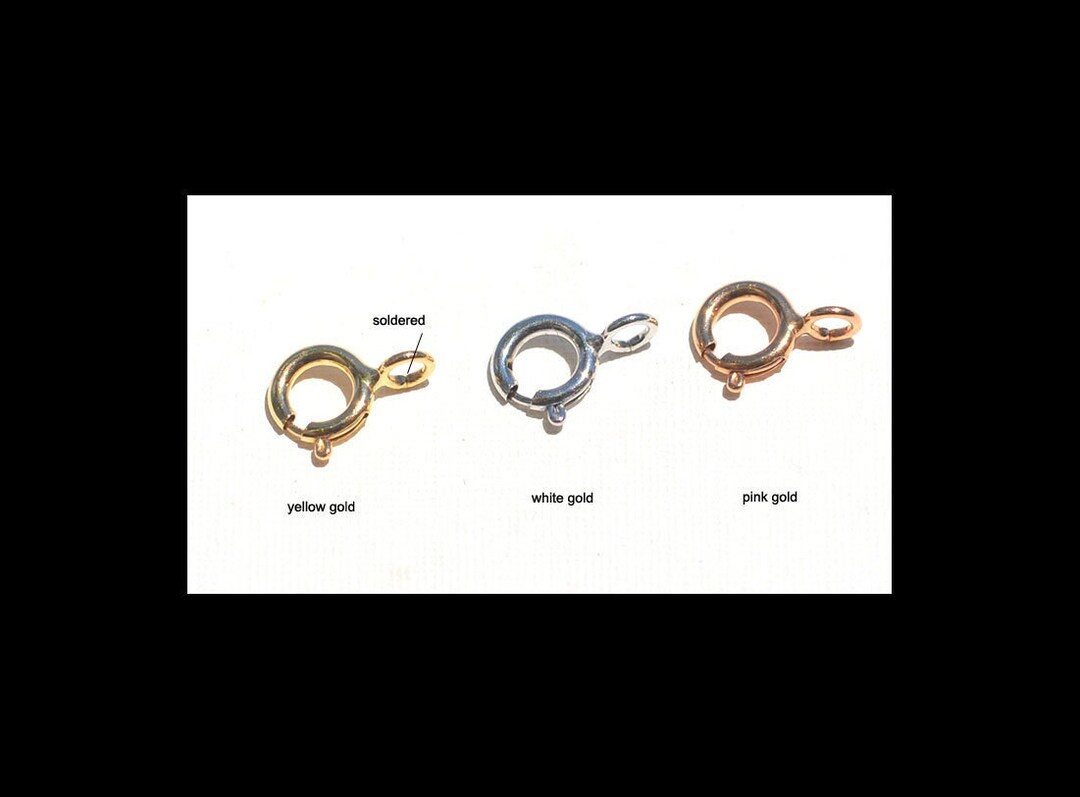 18k Solid Yellow/rose Gold Spring Ring Soldered Spring Clasp 4mm/5mm ...