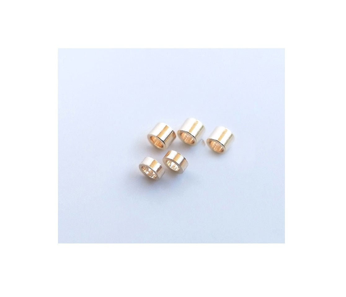20pcs 14K Real Gold Plated Straight Cut Tube Bead, Crimp Bead, Spacer Bead, Yellow Gold Plated Tube Bead, Jewelry Making SB567
