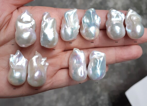 15-25mm White Large Baroque Pearl, Top Half Drilled, ,freshwater