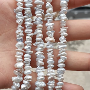5-6mm Small nugget pearls, small pearls,center drilled pearls, white pearl natural freshwater pearls, fine pearl PB969