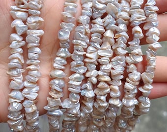 On Sale,  6-9mm Pearl Strand Cornflake Pearl,Center Drilled Keshi Pearls,Natural White Freshwater Pearl Loose Beads  Jewelry Making PB2021